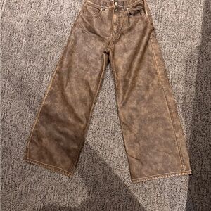 We The Free Distressed Brown Pleather Jeans